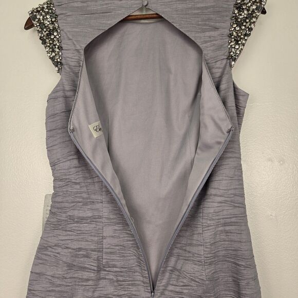 NWT Eliza J Embellished Taffeta Sheath Dress Silver Gray Size 2 Prom Party Grey - Picture 8 of 15